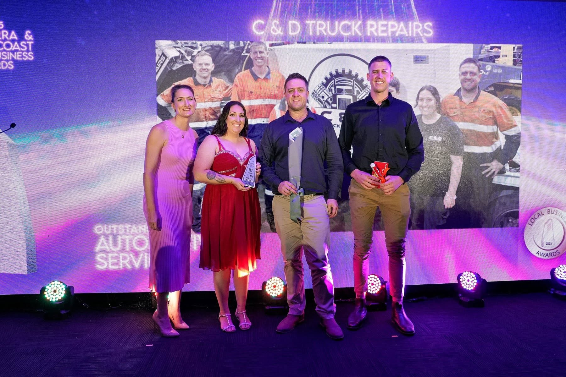 C and D Truck Repairs accepting the Outstanding Automotive Service Award at the Illawarra and South Coast Business Awards